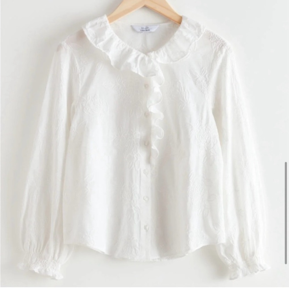 NWT & Other Stories Relaxed Ruffled Blouse White Size 4